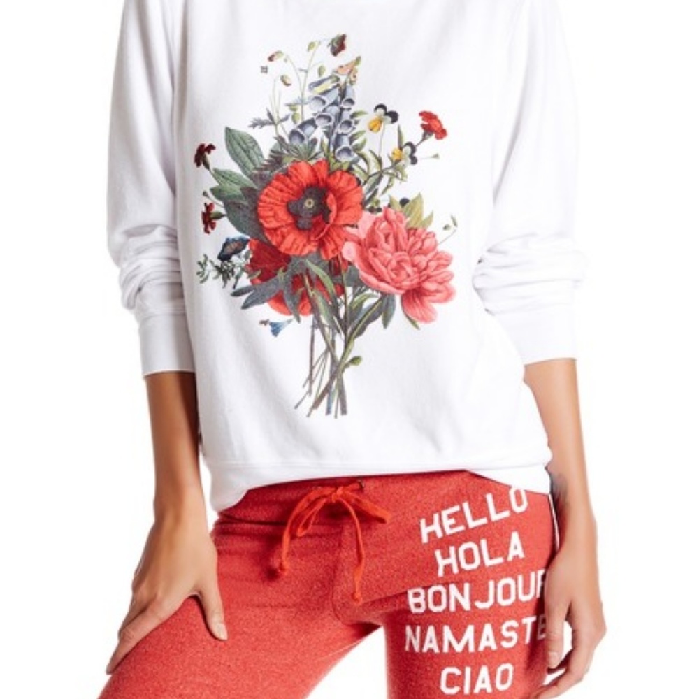 Wildfox Wildflowers Floral Baggy Beach Jumper Med
